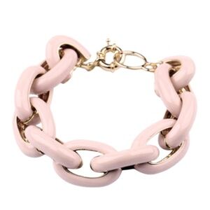 Blush Pink Chunky Chain Bracelet – Gold-Tone Links – NWT – Statement Style